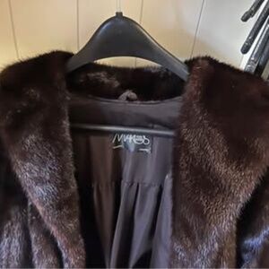Full length SAGA brown black mink coat